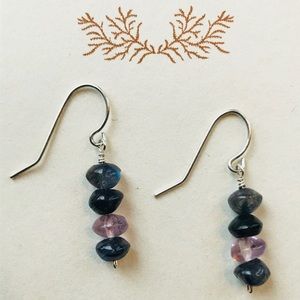 Handmade Labradorite Amethyst Gem Earrings